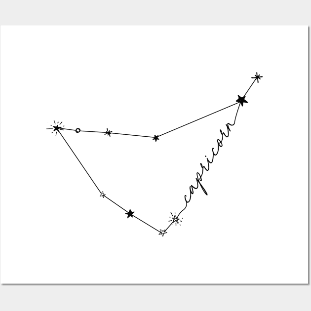 Capricorn Constellation Zodiac Drawing Sticker Wall Art by aterkaderk